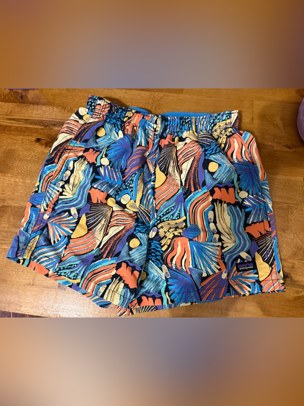 Patagonia Kids Multicolor Abstract Print Shorts - Blue, Orange, Yellow, Black